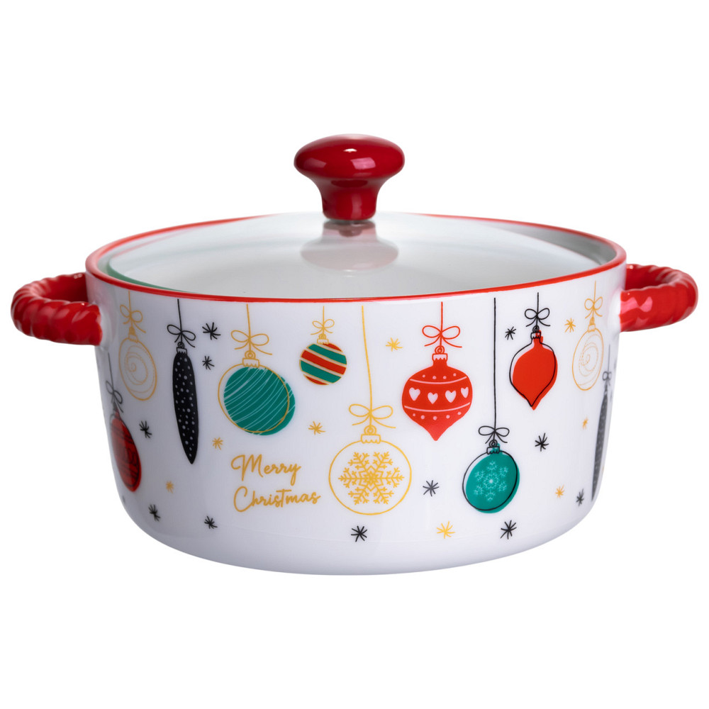 Yiwu Супниця порцелянова Merry Christmas новорічна 800 (мл) з кришкою Yiwu FM-CS-9B Коломия - фото 1