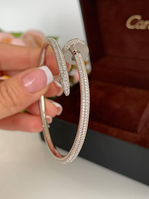 Cartier браслет цвях із дрібним цирконієм біле золото AU 750 Одеса - фото 1