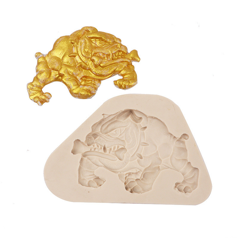 Силикновая форма собака Бульдог 105 на 69 мм серый Киев - изображение 1