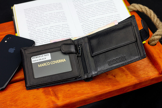 Чорне шкіряне портмоне з відділом для документів Marco Coverna MCBK10-805 Київ - фото 9