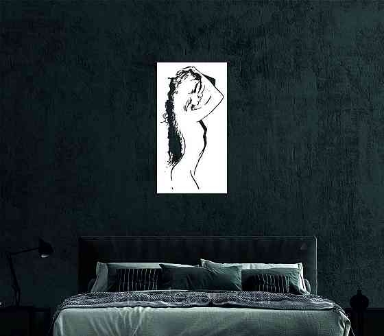 Декоративное настенное Панно «Силуэт женщины», Декор на стену 90*48 см, Белый Киев