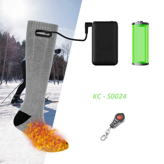 Шкарпетки KC-S0024 з підігрівом та блоком живлення 4000 mAh з пультом управління (розмір 38-44) Сірі Київ