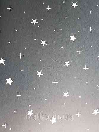 Обои флизелиновые детские  Caselio Our Planet звезды точки белые на темно синем фоне светятся в темноте Киев