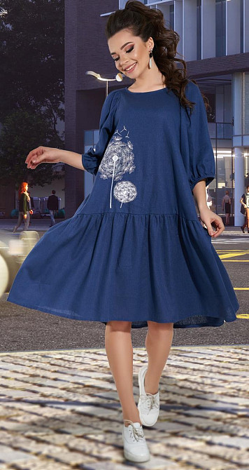 Вільне лляне плаття з вишивкою Київ - фото 2