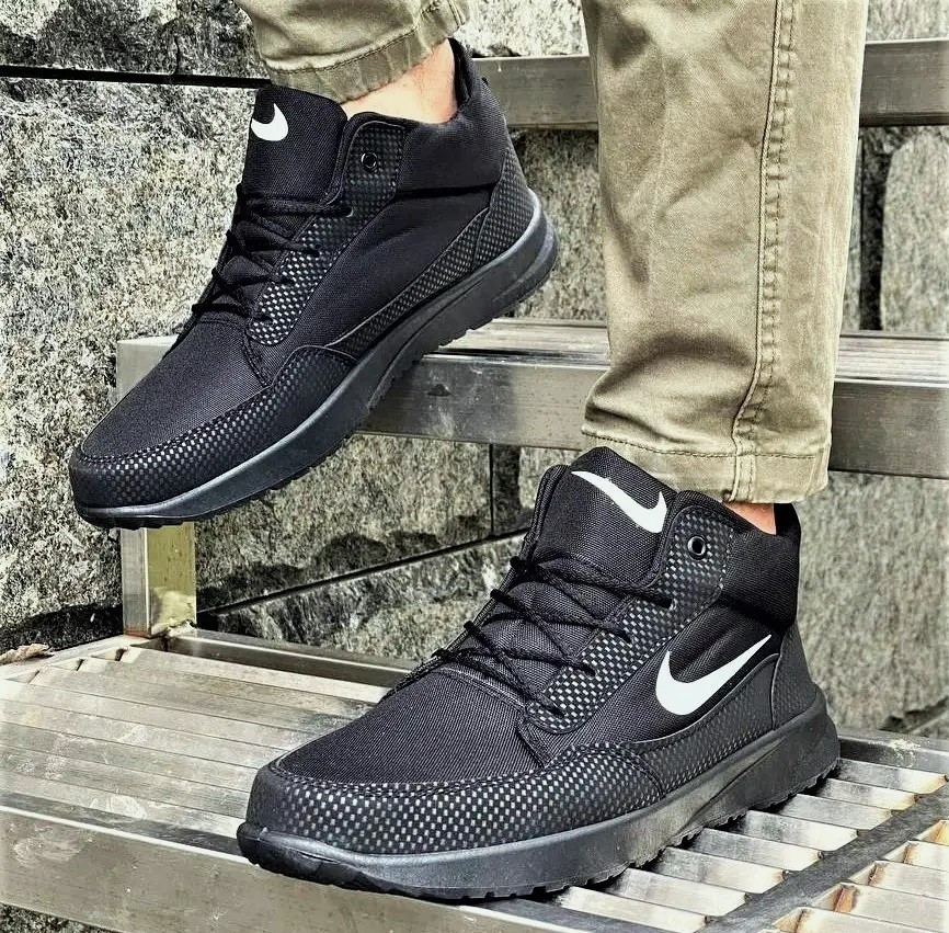 Високі Зимові Кросівки Nike Чоловічі на Хуху Чорні Найк (розміри: 41,42,43,44,45) Дніпро - фото 2