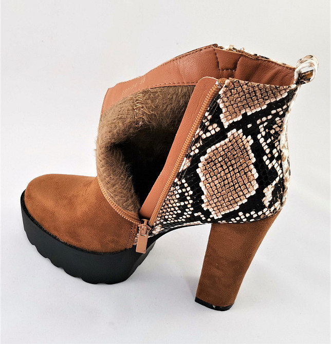 Жіночі Черевики Руді на Каблуку та Платформі Замшеві Модельні Ботильйони (розміри: 39) - 24 Дніпро - фото 8