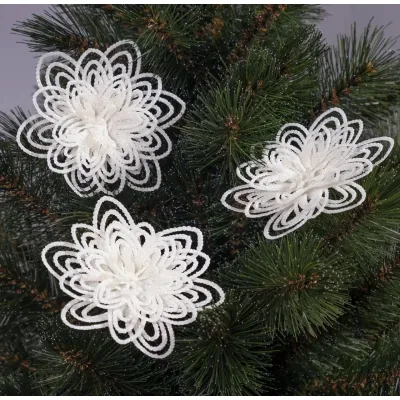 Украшение декоративное Jumi Цветок на клипсе 3 шт 10 см Белый (5900410902558) Винница