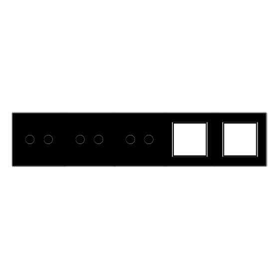 Рамка 5-постова для трьох 2-сенсорних вимикачів і двох розеток (2-2-2-0-0) LIVOLO, загартоване скло, чорна, 365×80 мм (VL-P702/02/02/E/E-10B) Коломия