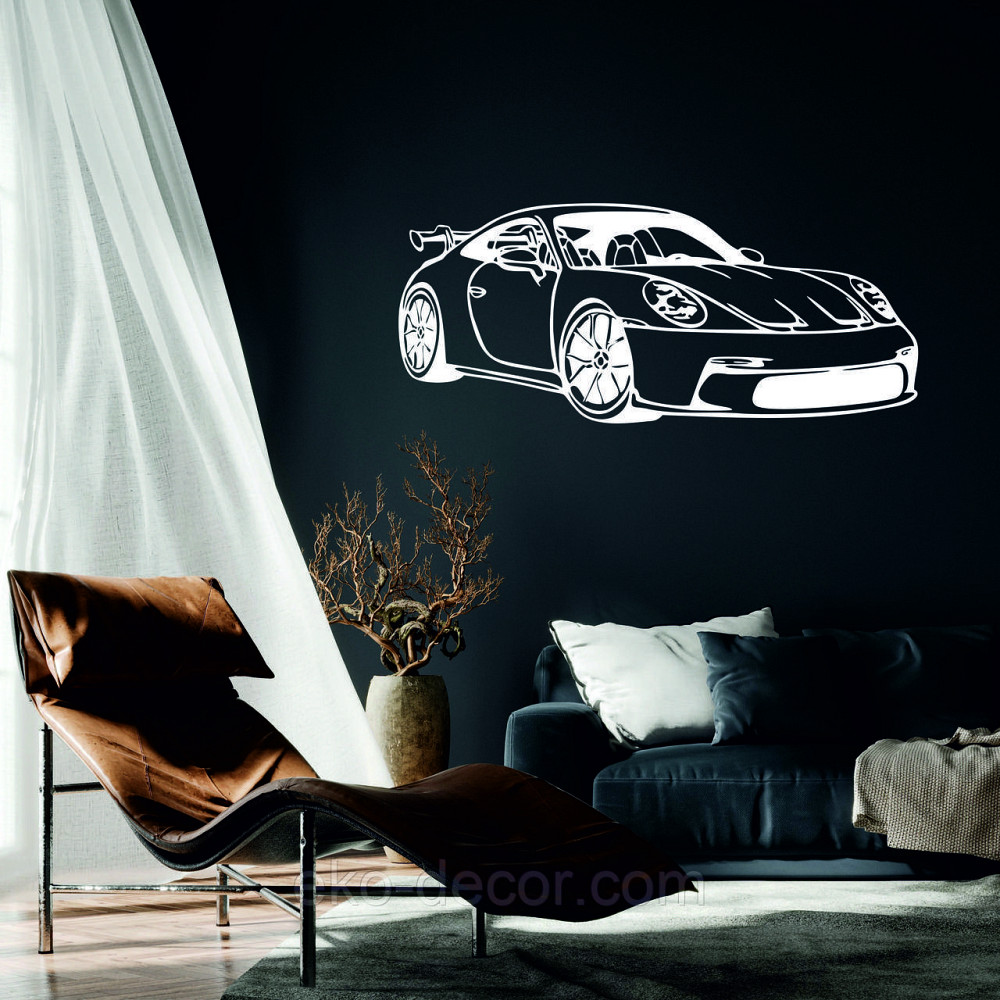 Декоративне настінне Панно «Авто Порш», Декор на стіну 90*38 см, Білий Київ - фото 4