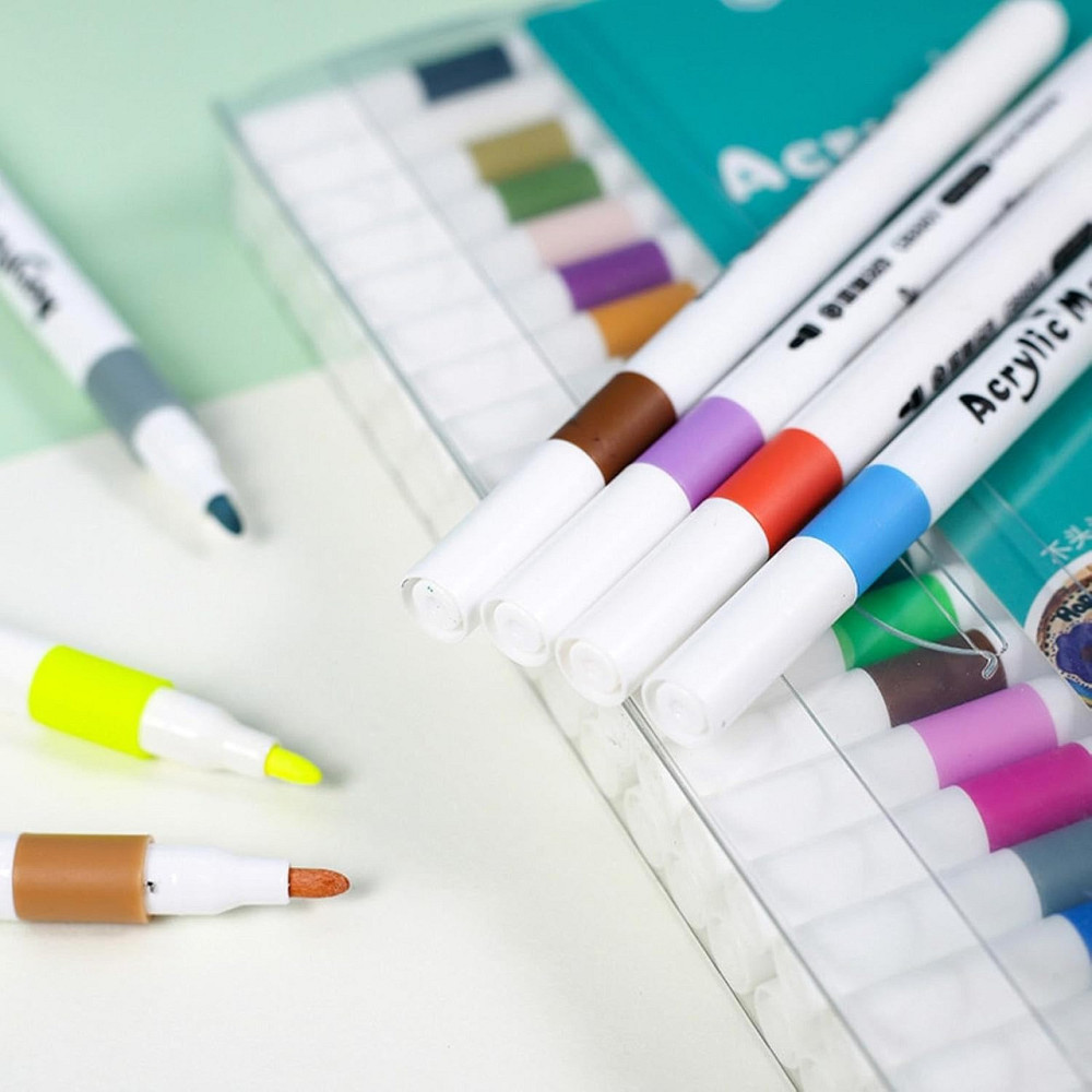 Набір маркерів 24 кольори для малювання та творчості: акрилові маркери для художньої творчості та розмальовок Кам'янець-Подільський - фото 8