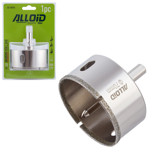 Свердло корончате алмазне по склу та кераміці 70мм з центрувальним свердлом Alloid Одеса - фото 1