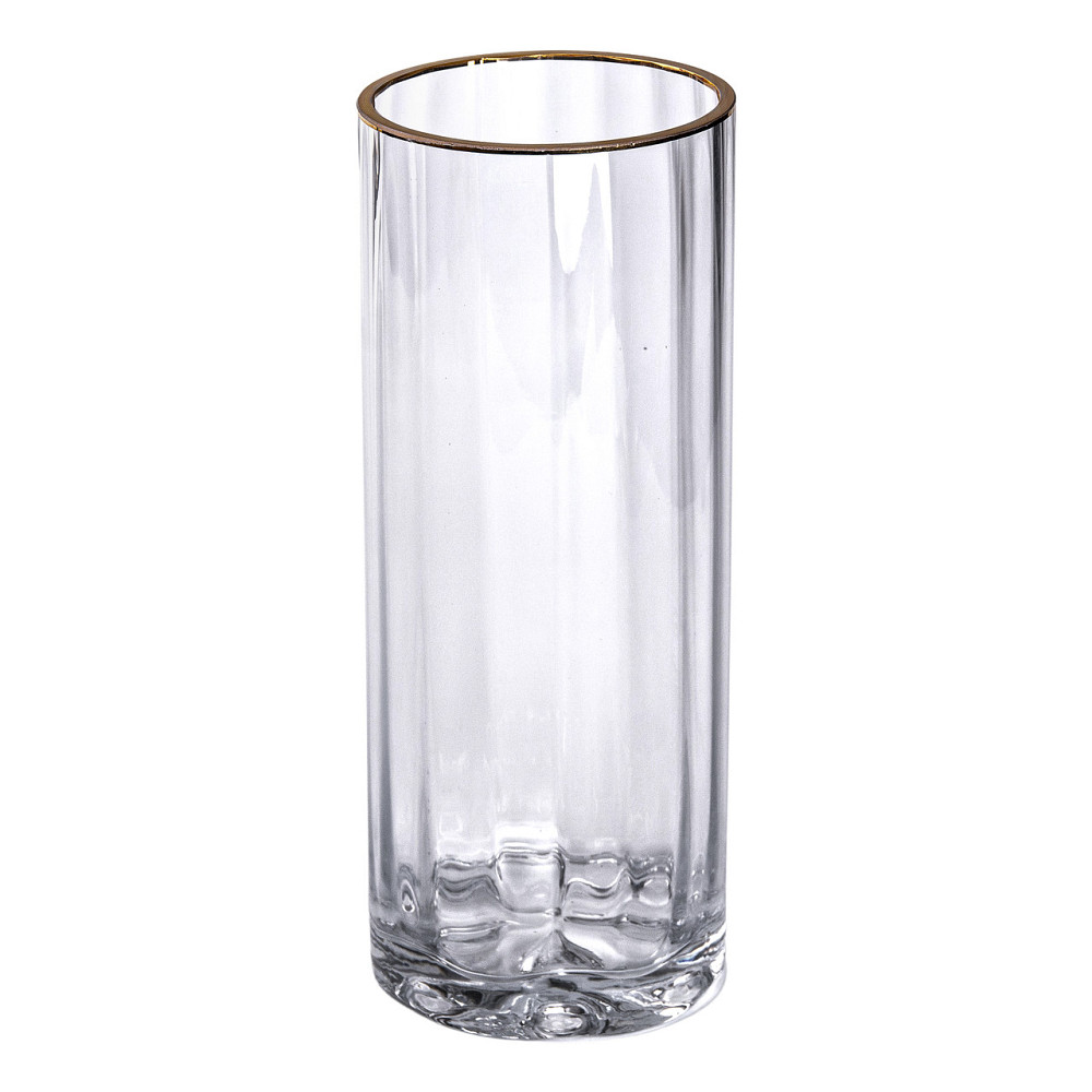 Декоративна ваза для квітів із прозорого скла із золотою окантовкою 25 см HP-1707 Коломия - фото 1