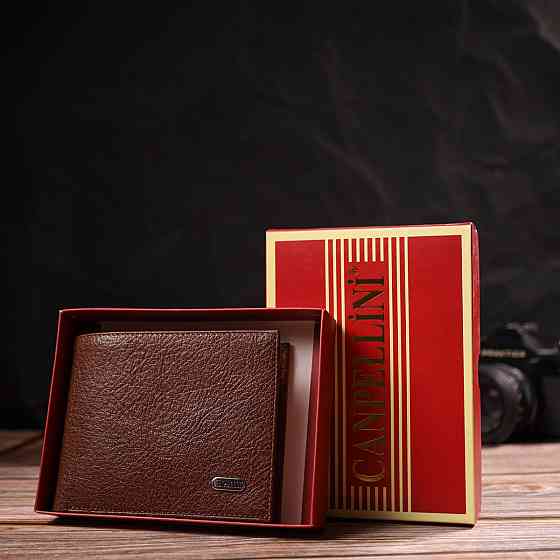 Бумажник для стильных мужчин без застежки из натуральной кожи CANPELLINI 21765 Светло-коричневый Киев