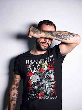 Футболка з аніме принтом Фінал Фантасй Віі Ребіртх оверсайз (S/M/L) Чорний AnimeJ0380 Дніпро