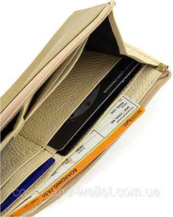 Жіночий тонкий гаманець із натуральної шкіри золотистого кольору на блискавці Marco Coverna 8805 Київ