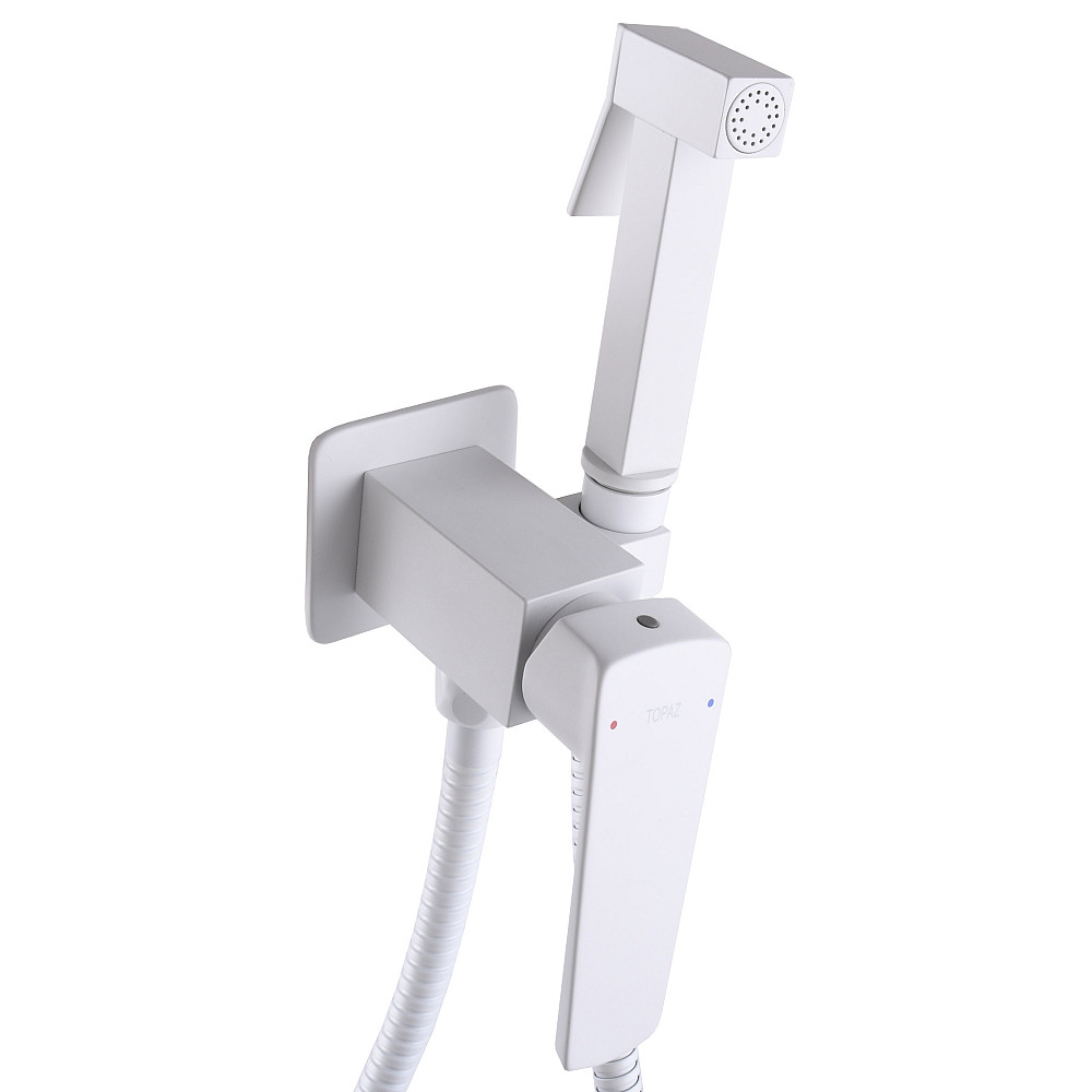Змішувач гігієнічний TOPAZ LEXI TL 21106-H57-W моноблок вбудований, стоп-лійка латунь Білий глянець Тернопіль - фото 4