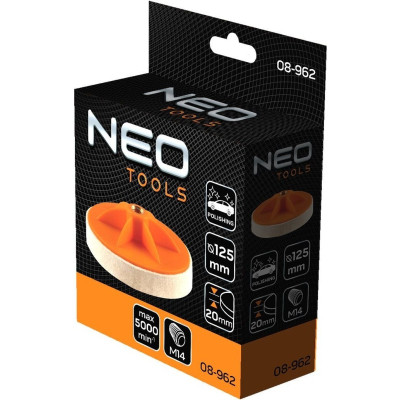 Диск полировальный Neo Tools полировальный, губка средней жесткости, M14, 125x20мм (08-962) Винница - изображение 4
