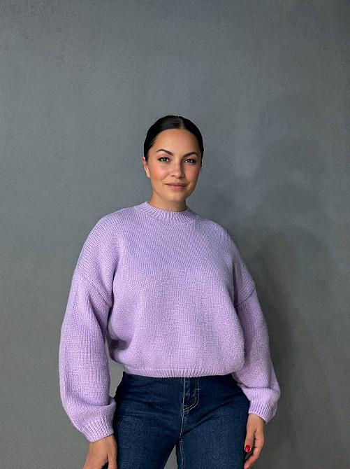 Светр жіночий Fancy Matinee 539 оверсайз однотонний, бузковий, one size Київ - фото 6