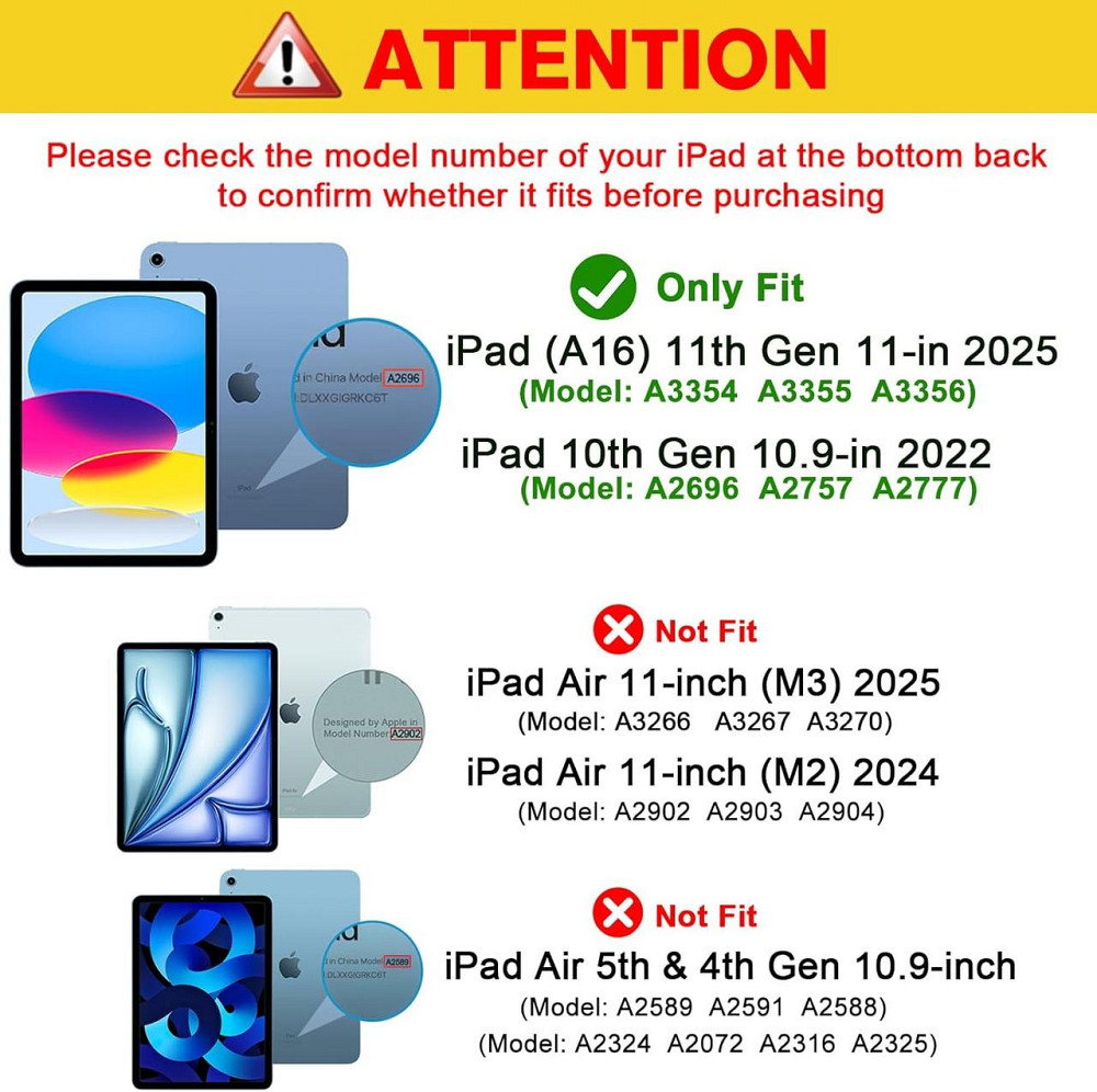 Защитный чехол-книжка ProCase для iPad (A16) 11-го/10-го поколения (2025/2022) A3354 / A3355 / A2696 / A2757 / A2777 Днепр - изображение 7