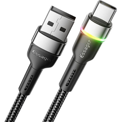 Дата кабель USB 2.0 AM to USB-C 2.0m 3A LED black Essager (EXCT-XCDA01) Вінниця - фото 2