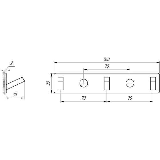 Планка з гачками TOPAZ TKB 9385-3-BL чорна Луцк