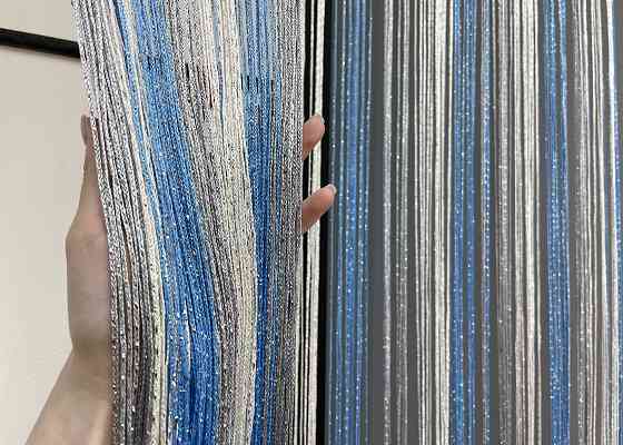 Шторы-нити с люрексом Голубой с серо-белым 300х300см 1 шт (61-061) Киев