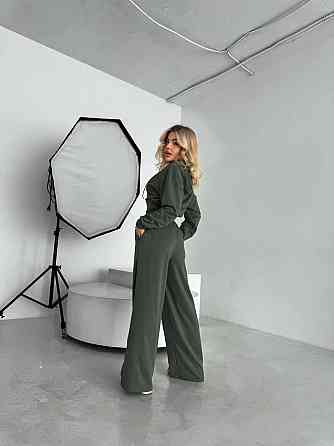 Жіночий прогулянковий костюм-двійка: кофта та штани турецька двонитка Хакі, 42/44 Одеса