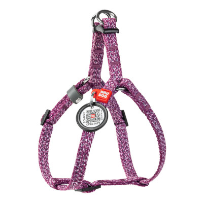 Шлея для котів WAUDOG Re-cotton з QR паспортом XS Ш 10 мм В=С: 28-40 см фіолетова (16709) Вінниця - фото 1