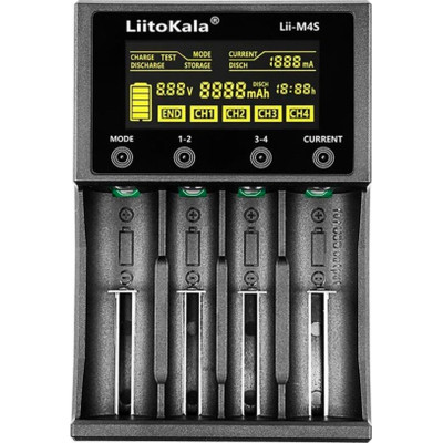 Зарядное устройство для аккумуляторов Liitokala 4 Slots, Type-C, LED disp, Li-ion 3.7V/1.2V, AA/AAA, 18650/26650/16340/14500/10440/18500 (Lii-M4S) Винница - изображение 1