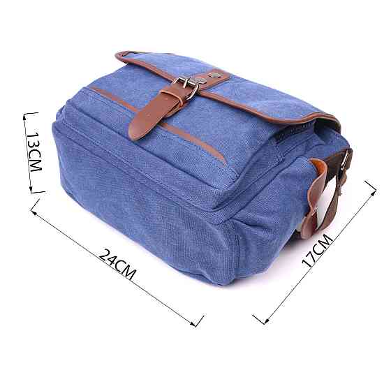 Цікава горизонтальна чоловіча сумка з текстилю 21250 Vintage Синя Київ