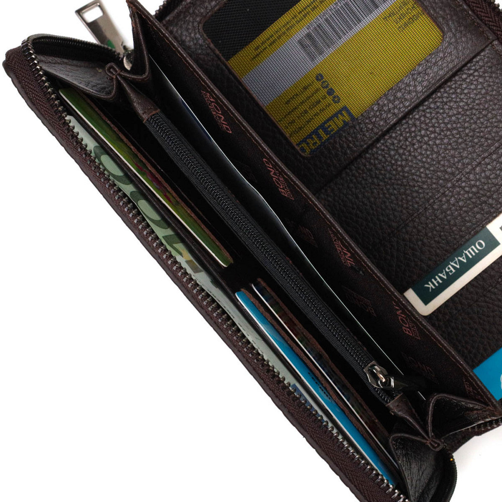 Большой мужской клатч с одним отделением из натуральной кожи с тиснением под крокодила Коричневый (BOND) Киев - изображение 1