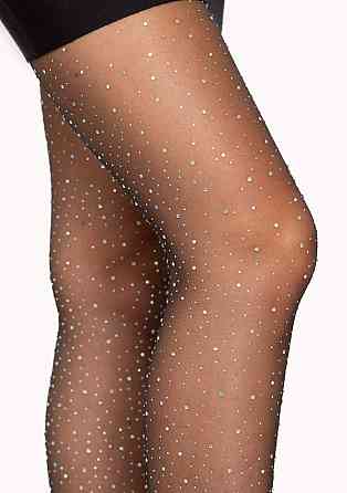 Колготки зі стразами Leg Avenue Petra Sheer Rhinestone, чорні, One Size Sex Aura Київ