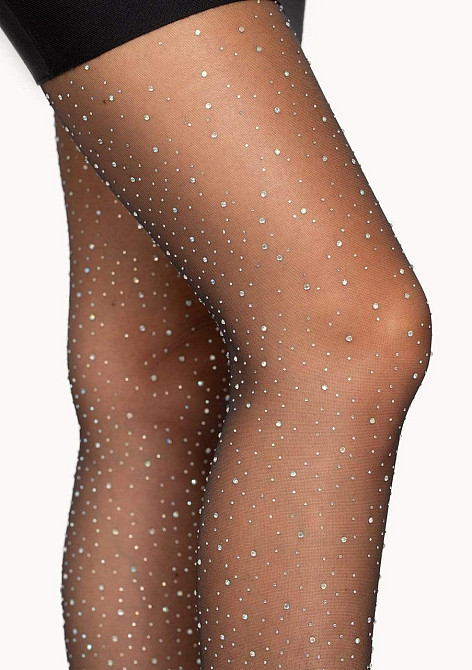 Колготки зі стразами Leg Avenue Petra Sheer Rhinestone, чорні, One Size Sex Aura Київ - фото 3