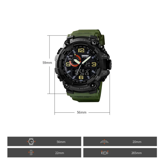 Мужские наручные часы Skmei 1520 Зеленый Киев