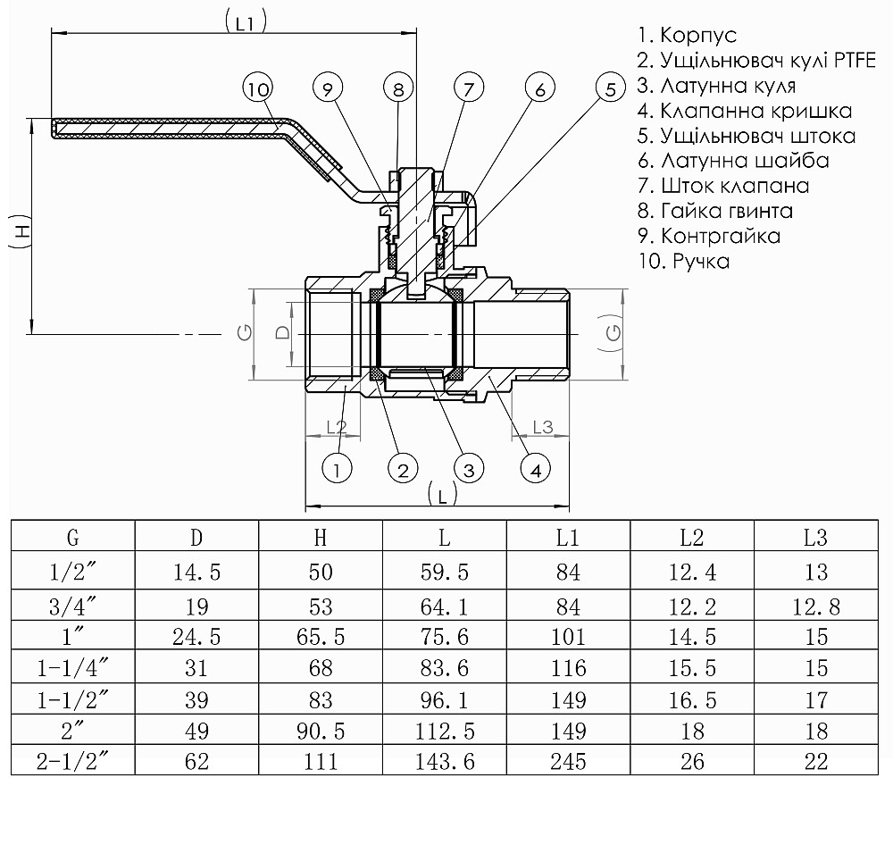 Кран кульовий прямий SOLOMON 1 1/2″ ЗВ КР PN40 В1002FM Тернополь - изображение 3