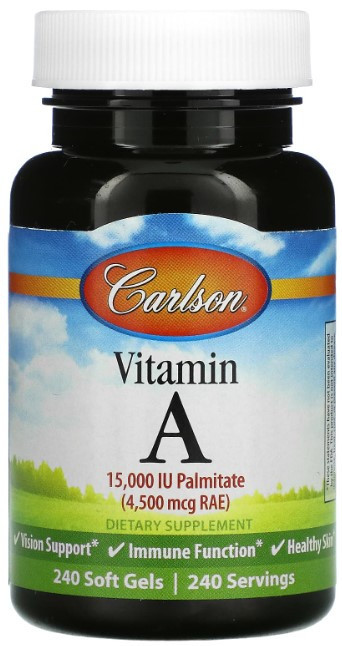 Вітамін А Carlson Vitamin A 15000 МО 240 гелевих капсул Київ - фото 1