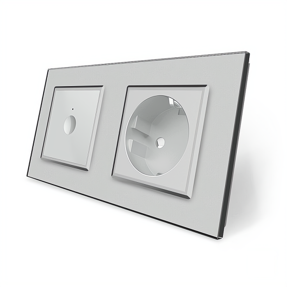 LIVOLO Сенсорний прохідний/перехресний вимикач Sense 1 сенсор 1 розетка Livolo сірий скло (VL-C Коломыя