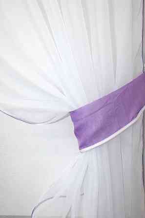 Кухонные шторы VR-Textil № 091к с ламбрекеном и подвязками сиреневый с белым 270х170 см (50-855) Киев