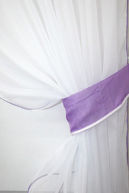 Кухонные шторы VR-Textil № 091к с ламбрекеном и подвязками сиреневый с белым 270х170 см (50-855) Киев - изображение 3