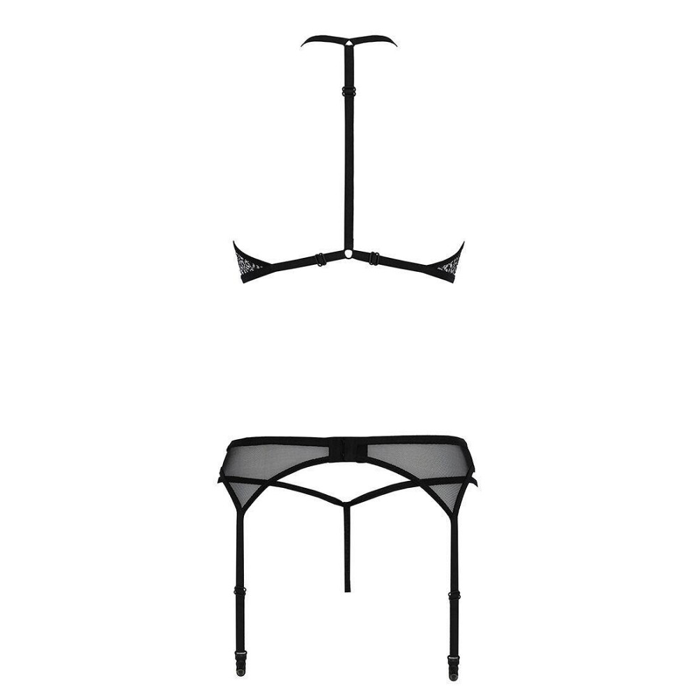 Комплект білизни Passion SATARA SET L/XL black, топ, пояс для панчіх, стрінги Sex Aura Київ - фото 4