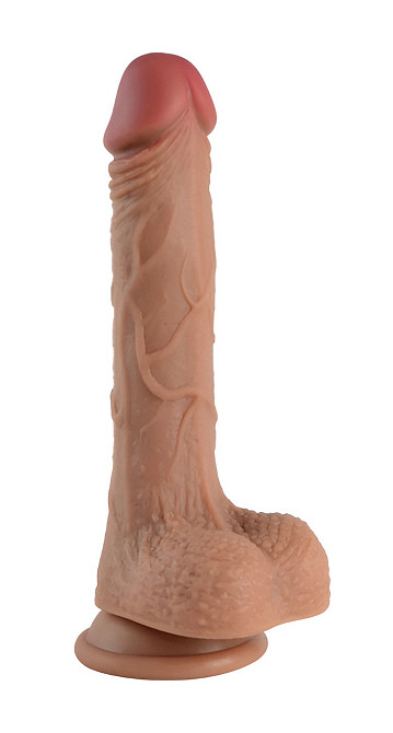 Фаллоимитатор с мошонкой на присоске, из мягкого двухслойного силикона OYO - Dildo Double Layer Silicone YQW-017 (длина 18 см, Sex Киев - изображение 2