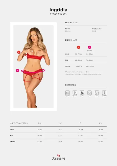 Комплект Obsessive Ingridia 2-pcs crotchless set XL/2XL Львов - изображение 5