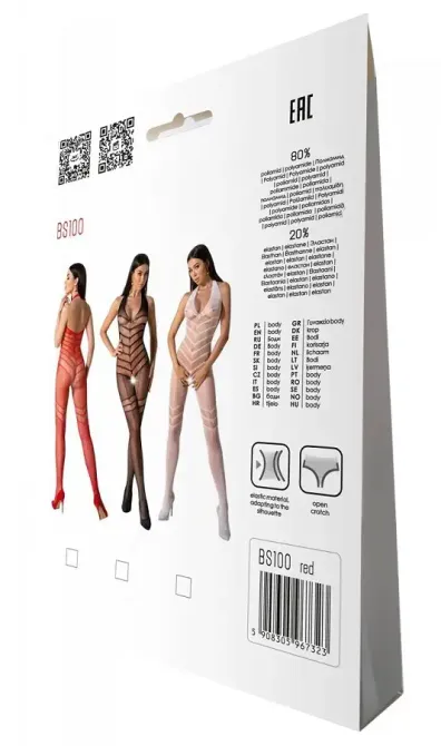 Бодістокінг з плетінням на животику Passion BS100 One Size, red, декоративний шов, з доступом Львов - изображение 7