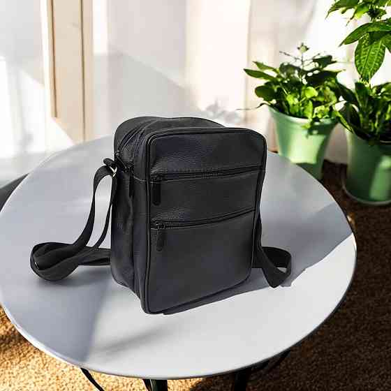 Шкіряний чоловічий месенджер чорний чоловічий Месенджер З Натуральної шкіри Київ