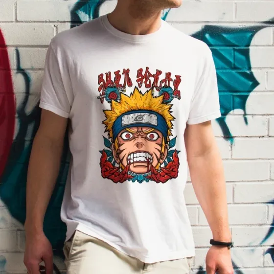 Футболка для подростка мальчика с принтом Наруто Сила Демона Размер 160 Anime10032 Днепр