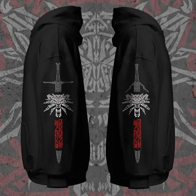 Худи мужское с принтом Відьмак Школа Вовка Размер 46 Anime1245 Днепр - изображение 4