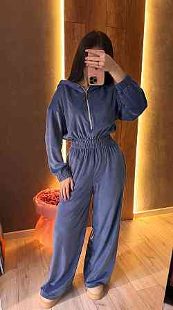 Жіночий стильний повсякденний комбінезон велюр плюш Джинс, 44/46 Одеса