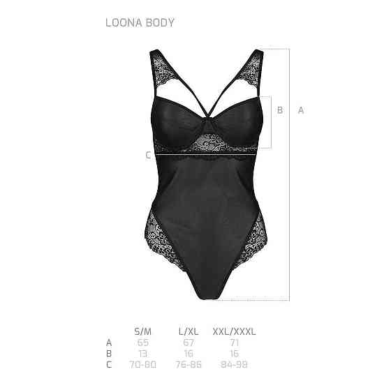 Боді з еко-шкіри та мережива Passion LOONA BODY S/M, black Sex Aura Київ