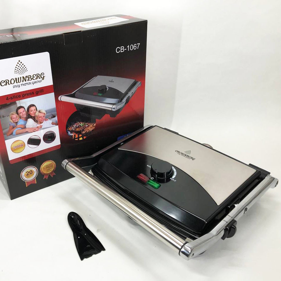 Гриль прижимной Crownberg CB-1067, Электрический контактный гриль для дома с терморегулятором 2000Вт AX-93 Львов - изображение 7