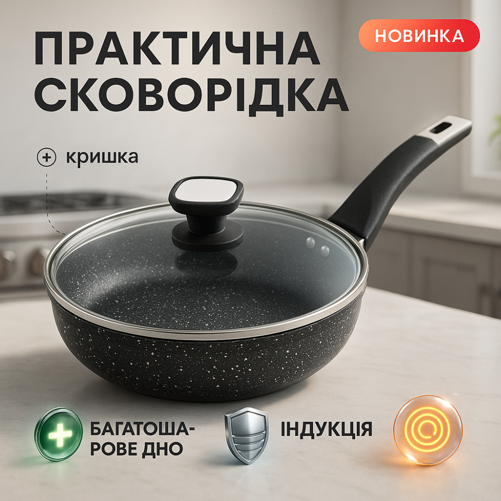 Сковорода удобная на кухню, Качественная сковорода для дома Литая алюминиевая TL-47 Львов - изображение 12